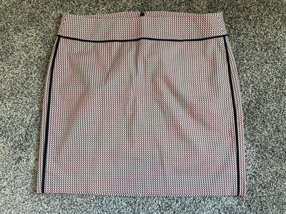 Ann Taylor Sz 10 NWT Women's Geometric Mini Pencil Skirt Red White Blue